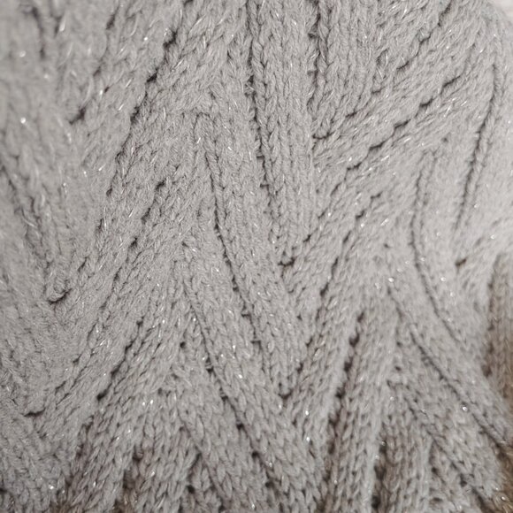 NWT GRAY CHAPS WOMEN'S CABLE KNIT SWEATER WITH SPARKLE - Picture 5 of 11